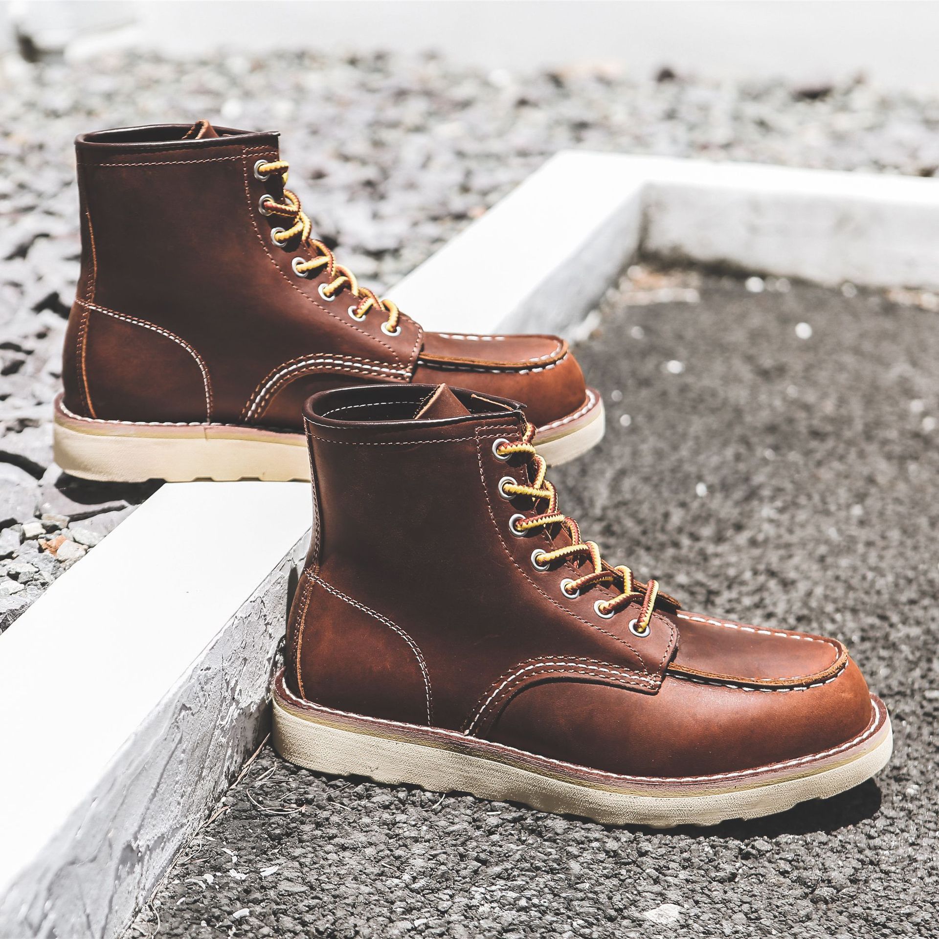 Title 46, Stivali Martin piatti slip-on retrò da lavoro d...