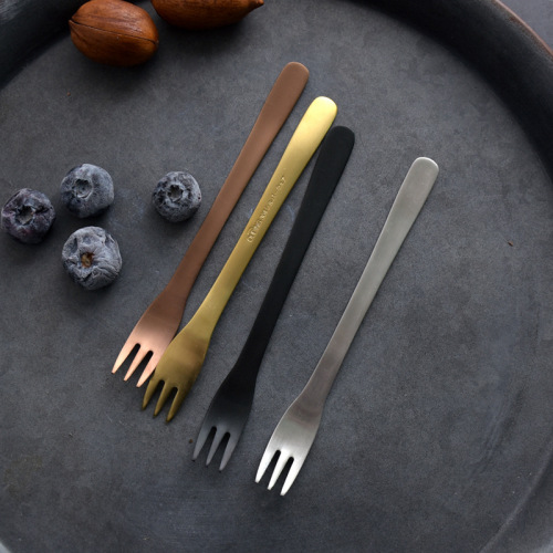 Originated from willow leaf shape design 304 stainless steel three-tooth cake fork dessert fork children's small fork mooncake fruit fork