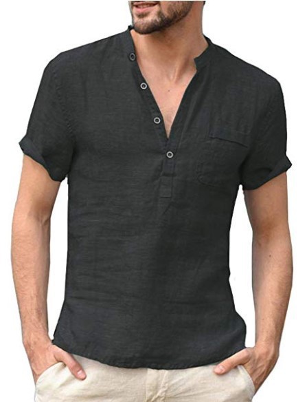 Men's Solid Color Simple Style V Neck Short Sleeve Loose Men's Tops display picture 7