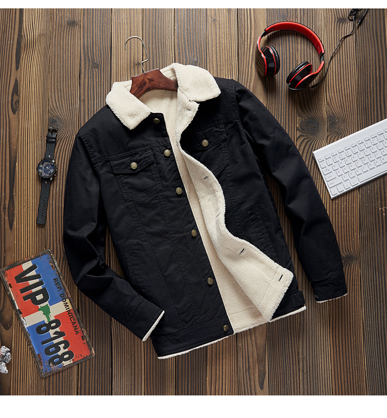Vêtements de travail en laine d'agneau pur coton plus veste de vol décontractée version coréenne tendance de la mode masculine à la mode_voghion.com