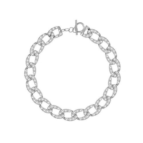 European and American style fashionable Cuban full-diamond chunky chain necklace choker, personality ultra-cool neck chain, trendy clubbing collar