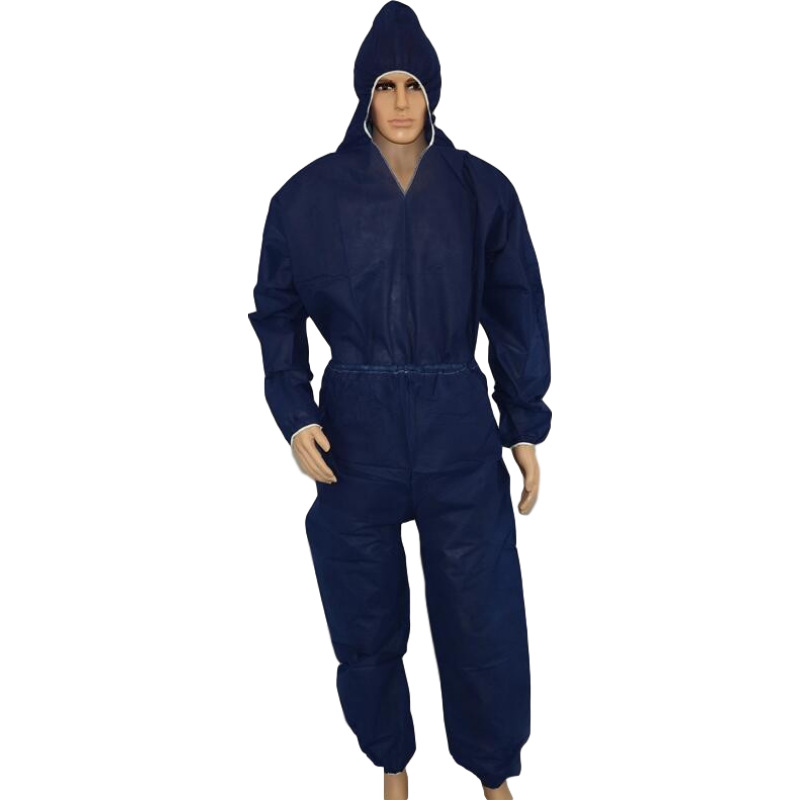 现货一次性防护服防尘防静电连体式无纺布防护服带帽隔离衣防疫服