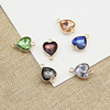 Golden crystal heart-shaped handmade, metal earrings, 12mm