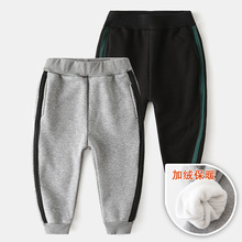 儿童加绒裤子男童加厚运动裤秋冬童装裤子宝宝织带休闲裤一件代发