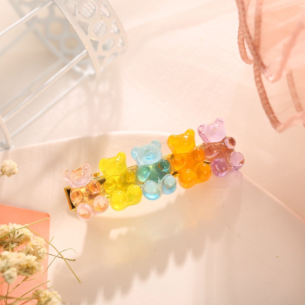 New Jelly Bear Candy Color Hairpin Creative Retro Simple Cheap Hairpin display picture 5