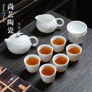 德化白瓷茶具套装家用手工羊脂玉瓷功夫茶具茶壶泡茶器茶杯整套