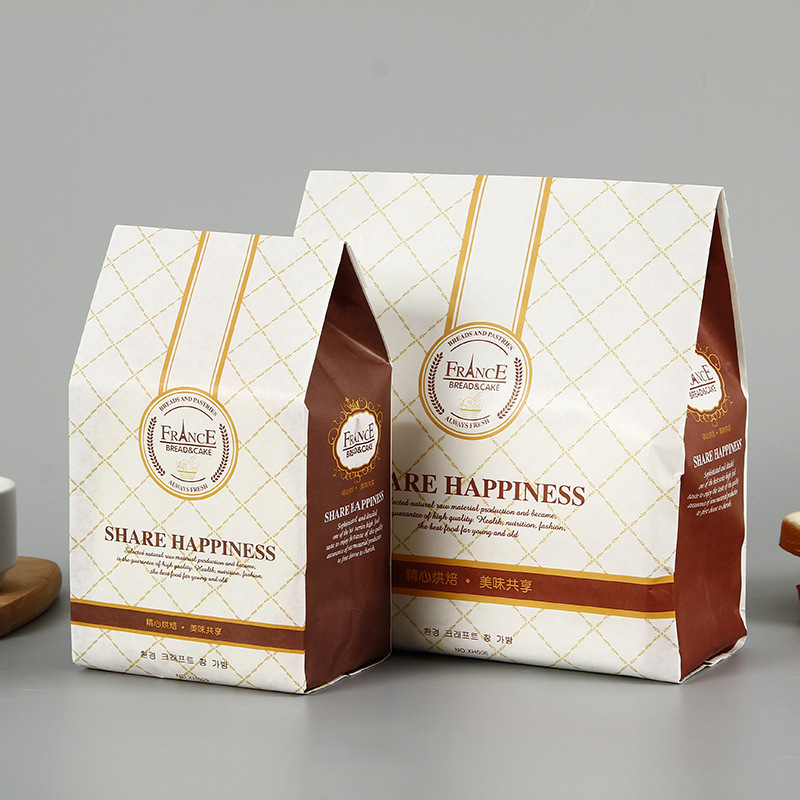 批发开窗透明面包吐司袋定做牛皮纸袋淋膜打包袋防油包装纸袋现货