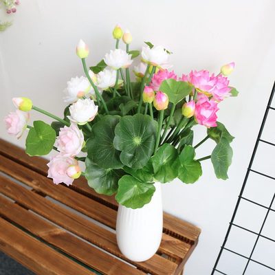 迷妳小荷花仿真花 絹花 假花 塑料花套管小把花