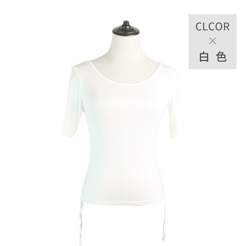 Envío gratuito Ropa de baile cuadrado manga corta cuerpo SLIM-Fit práctica ropa modal chino danza entrenamiento traje superior para las mujeres