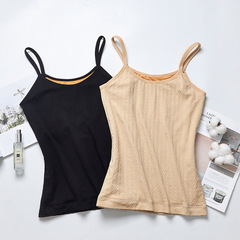 秋冬季女士麻花保暖上衣吊帶背心加絨加厚塑身馬甲背心修身打底衫