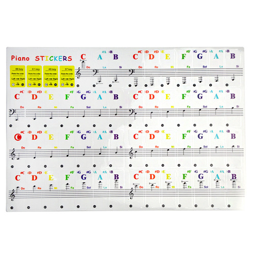 Colorful piano stickers, electronic keyboard hand-rolled piano sound label stickers, five-line notation self-study piano keyboard stickers