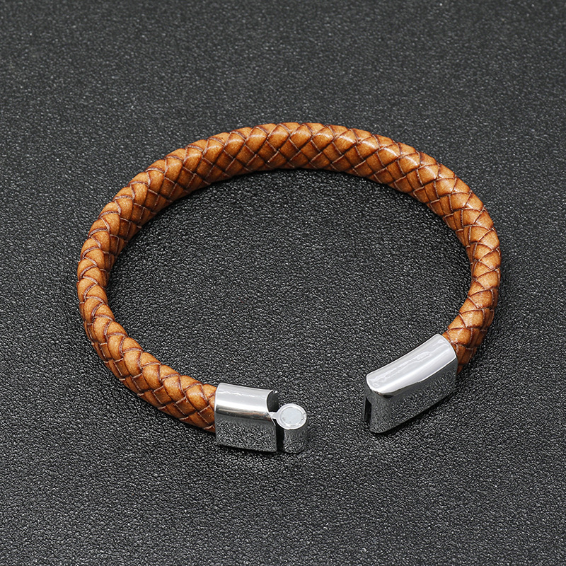 retro woven magnet buckle simple hip-hop imitation leather bracelet