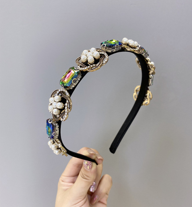 Europäisches Und Amerikanisches Barock-strass-stirnband Retro-schwerindustrie-legierung Perlen Kopfband Rutsch Fest display picture 8
