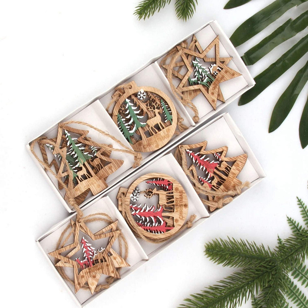 Wooden Christmas design pendant