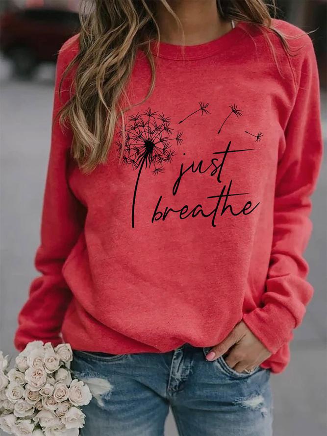 Polyester, Modal Fabric Type Regular Top Length Hoodie Tops Type Daily Occasion Women's Hoodie Long Sleeve Hoodies & Sweatshirts Printing Casual Letter Dandelion