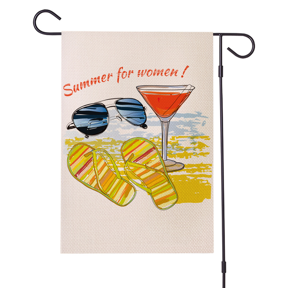 跨境热销 夏日防水亚麻花园旗双面庭院节日旗支持定制厂家直销