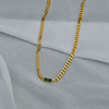 Brand necklace, fashionable chain stainless steel, green zirconium, European style