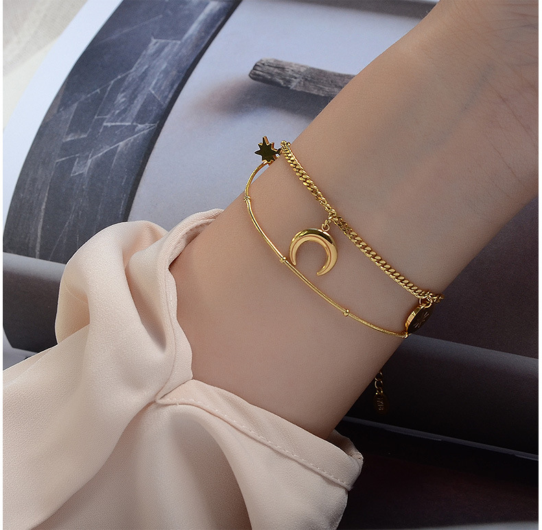 new fashion star moon sun titanium steel bracelet necklace set