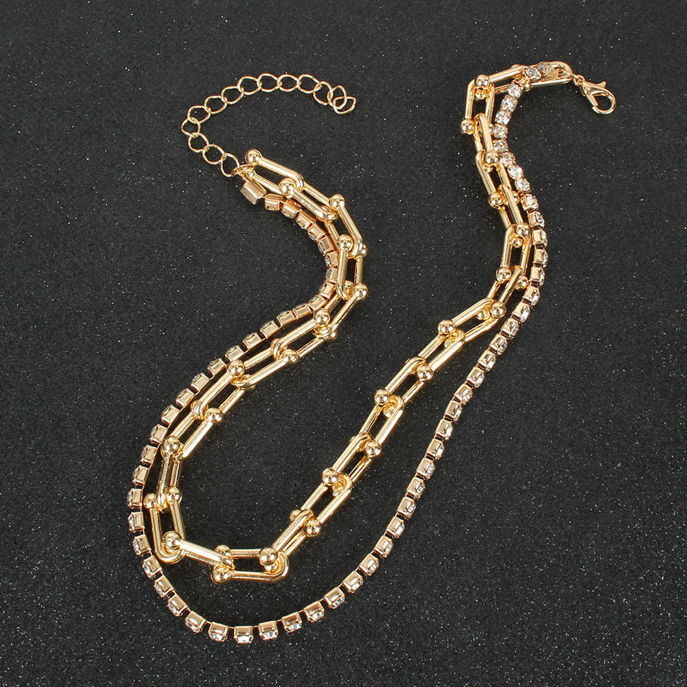 Alloy Diamond U-shaped Bamboo Necklace display picture 4