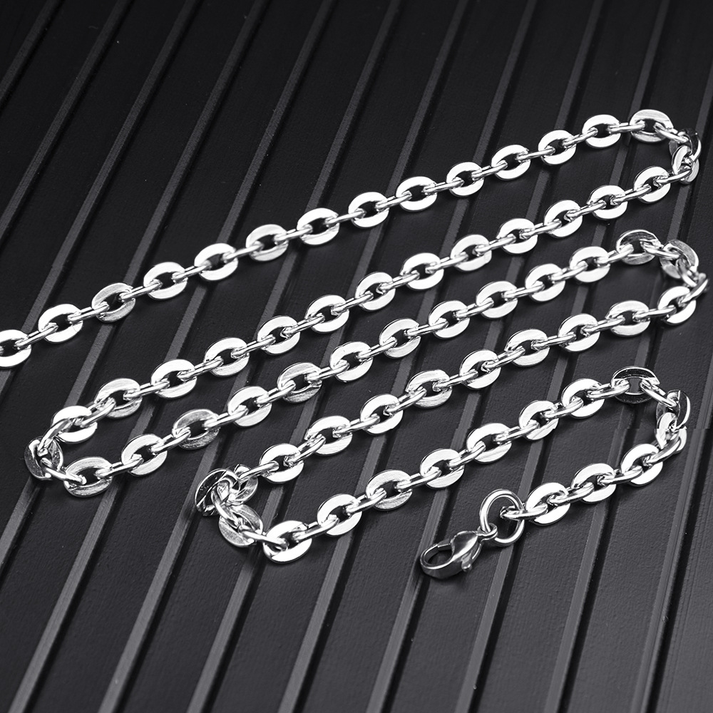 Stainless Steel Chain Necklace For Men Coarse Lock Bone Design_voghion.com