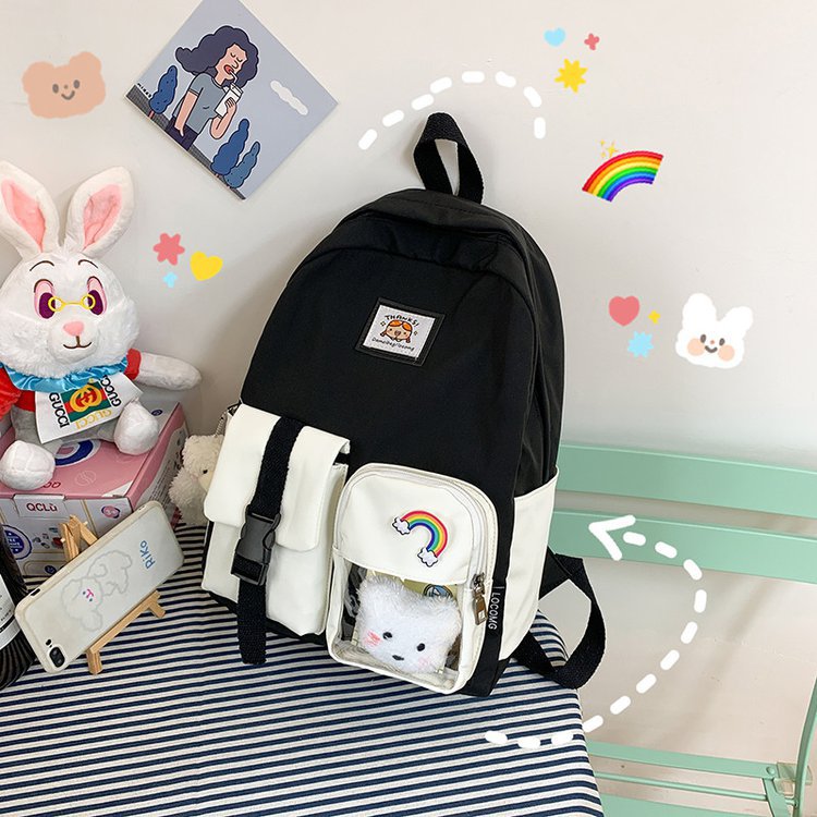 Korean Student Hit Color Backpack Soft School Bag display picture 82