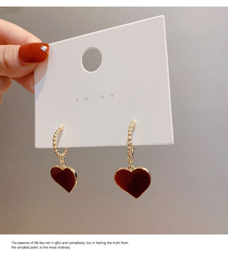 Wholesale Jewelry Casual Sweet Heart Shape Alloy Plating Drop Earrings display picture 1