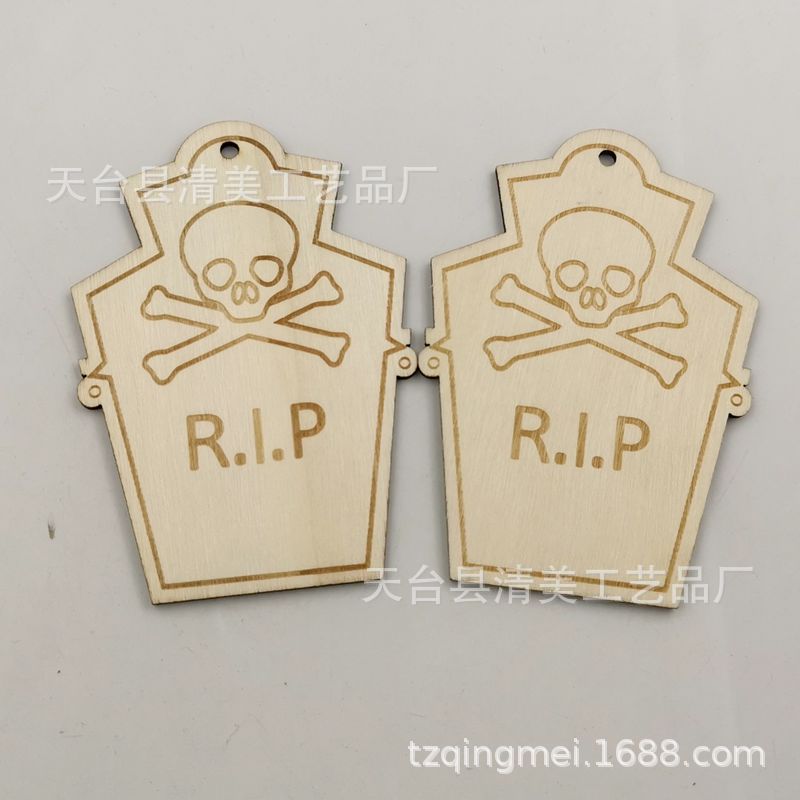 Madera Halloween madera botones decorativos Ghost Festival madera chips 10 unidades un paquete