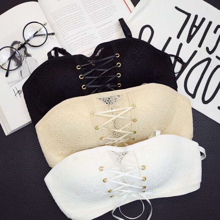 Via Bra Lace Tube Top Seamless No Steel Ring Push-up Adjustable Strap Bra Beautiful Back Sexy Women's Underwear