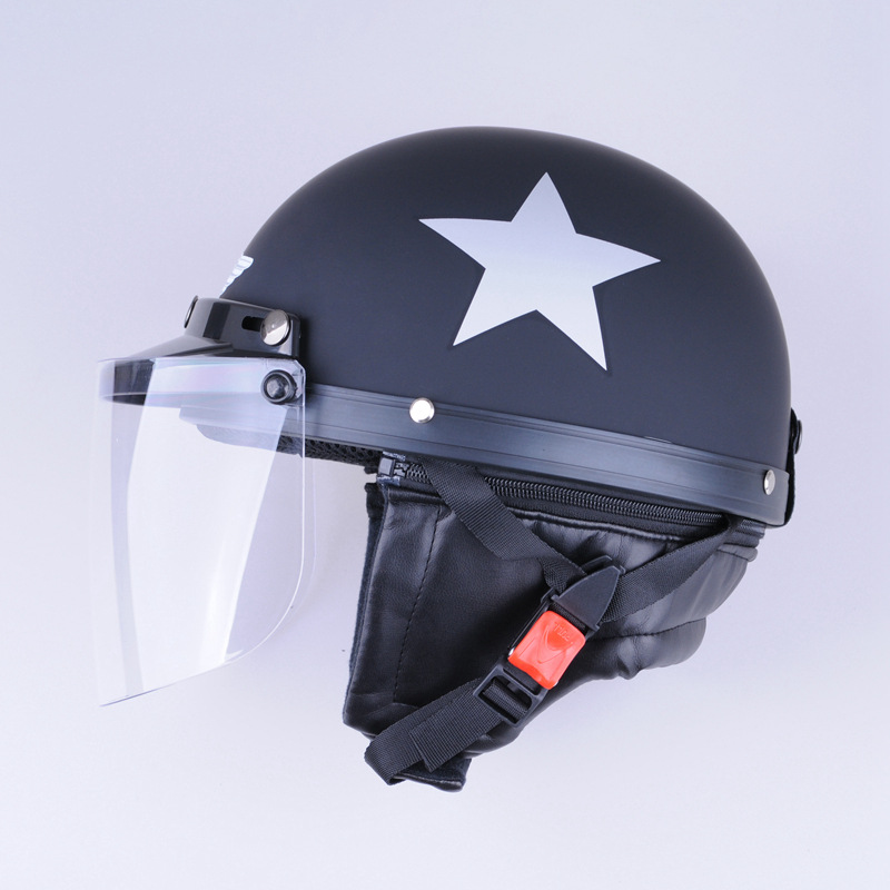 Cross-Border Motorcycle Electric Helmet for Men and Women, Cute Half Helmet, Lightweight with Neck Warmer, Safety Helmet, All-Season Hat