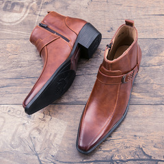 Martin Boots Men's High-Top Formal Shoes Business Travel Leather Shoes Wedding Shoes Brown Casual Shoes Pointed Toe Men's Shoes Dropshipping