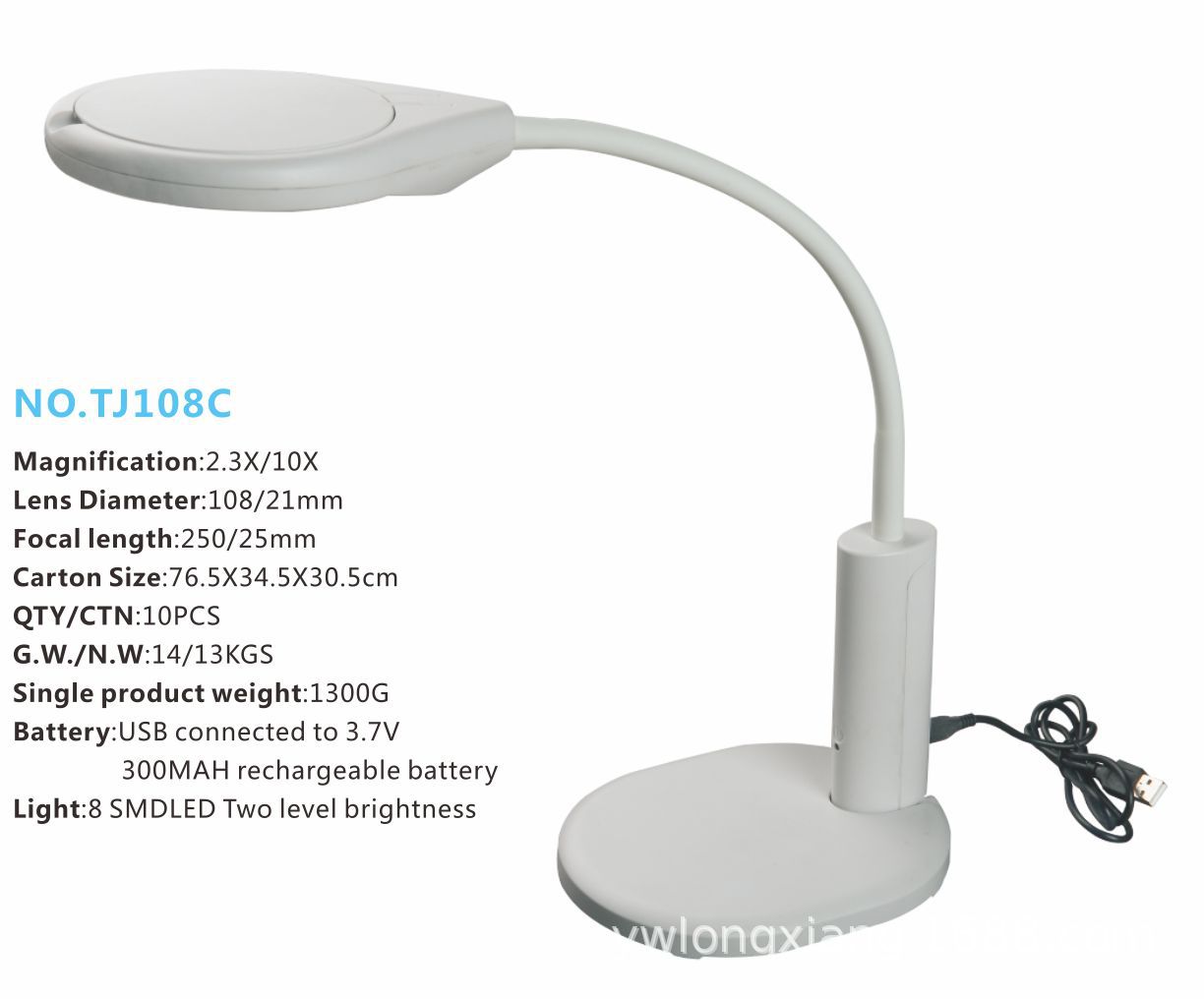 tj108c大镜面八倍镜充电维修台式配件加大直径led放大镜带底座