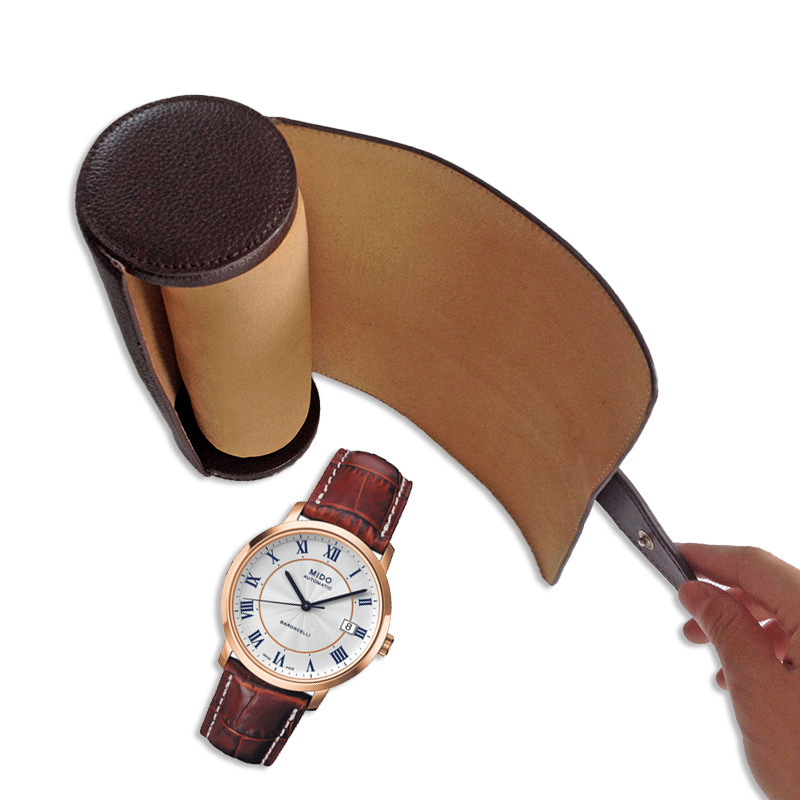 工厂皮质圆形便携收纳手表收纳盒高档手表盒3位圆筒手表盒印LOGO