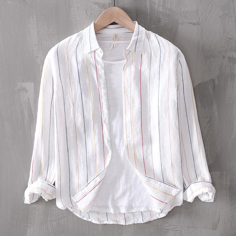 L523 casual men's striped long sleeve shirt a generation of hair L523 casual men's striped long sleeve shirt a generation of hair