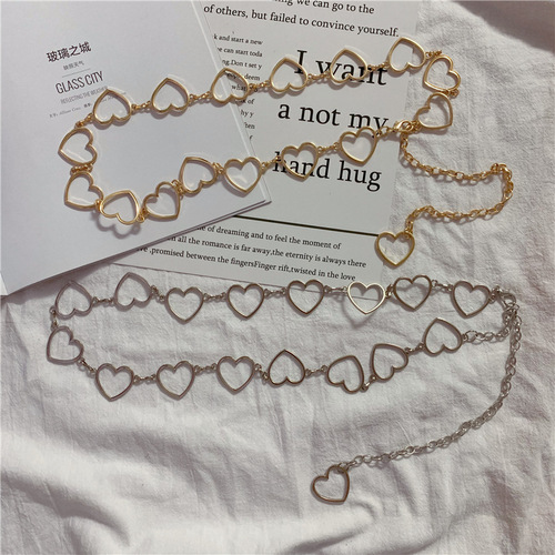 Love Chain Ins Belt for Women, Decorative Dress Belt, Waist Cincher, Compatible with JK Style Skirts, Belt for Body Skirts and Pants, Chain Belt