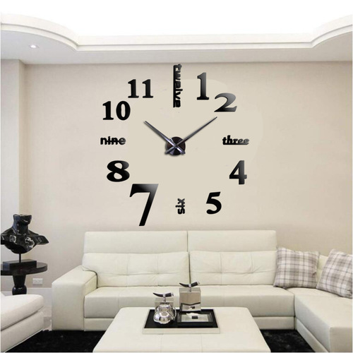 DIY Simple Living Room Wall Clock Art Clock Personalized 3D Large Clock Large Size Wall Clock Creative Home Decor Wall Sticker Clock