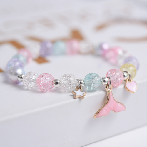 2pcs Japan and South Korea popcorn small strawberry color cartoon crystal beads bracelet students girlfriends gifts glaze hand string