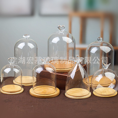 永生花玻璃罩 創意擺件幹花微景觀diy香薰蠟燭防風展示玻璃防塵罩