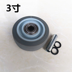 New picture caster TPR gray single wheel 3 inches 4 inches 5 inches flat edge universal brake wear-resistant flat trolley wheel
