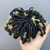 Elastic black hair rope, metal decorations, Birthday gift