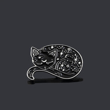 EbayWish热卖 欧美创意合金滴油神秘女巫的魔法猫咪胸针学生徽章