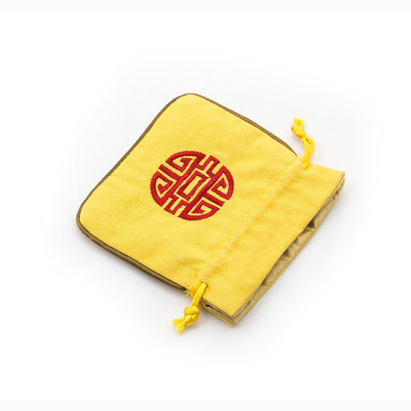工厂定制文玩束口袋 双层黄棉麻福袋 抽绳礼品包装布袋 刺绣logo