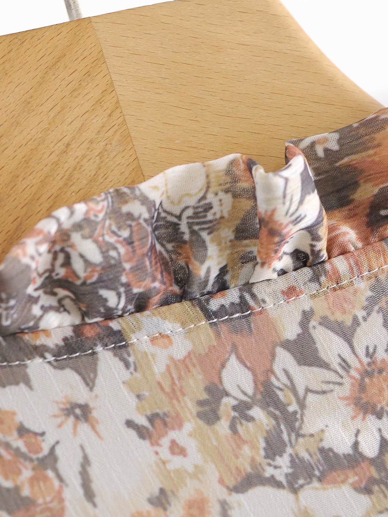 wood ear trimming floral long-sleeved shirt NSAM11889