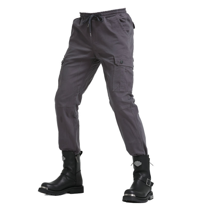 Pantalones atados al tobillo de los hombres del verde del ejército pantalones casuales sueltos de la motocicleta del lazo pantalones de la motocicleta de la moda del Workwear del multi-Bolso de los hombres