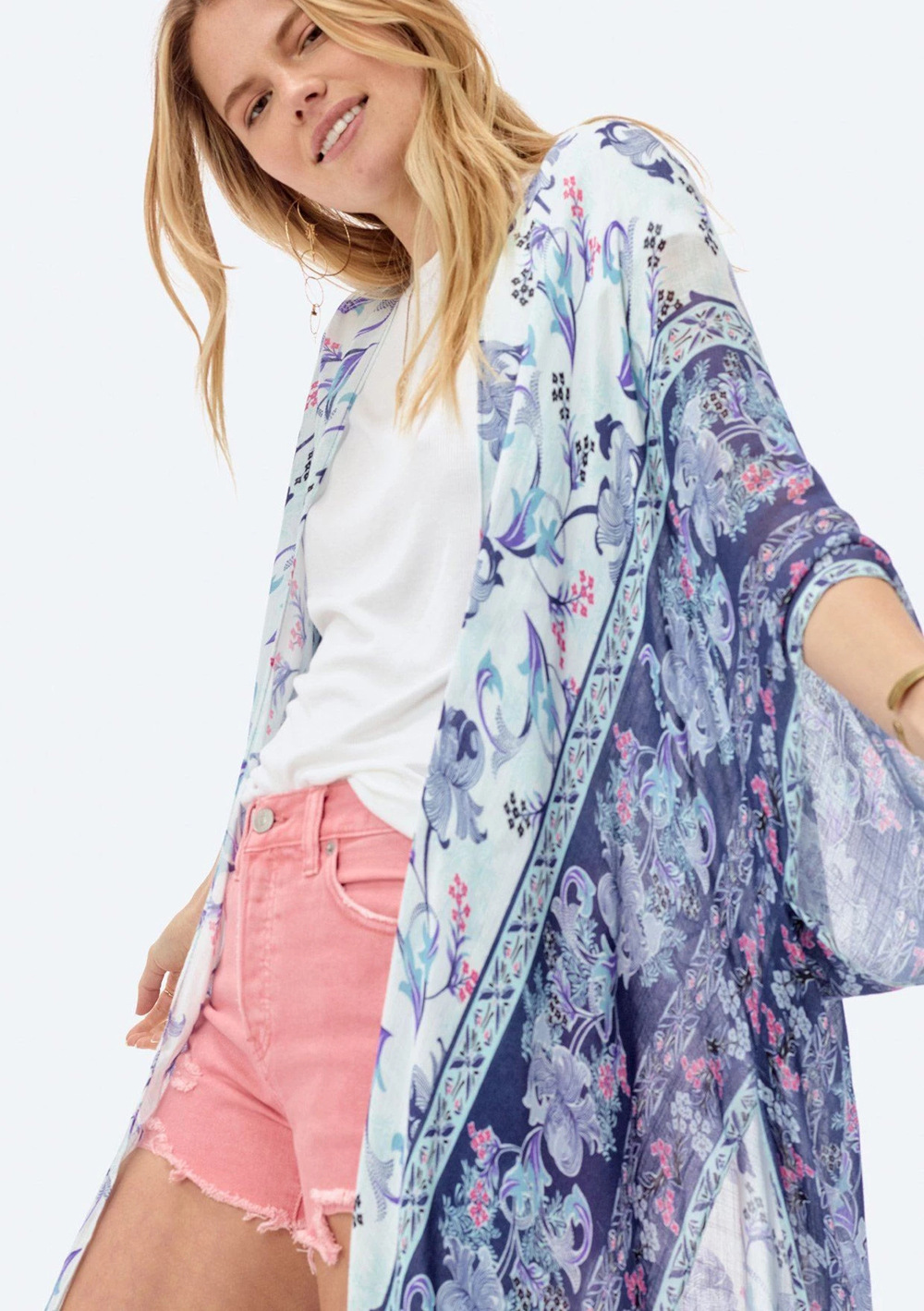 chiffon shirt women s summer printing chiffon sunscreen long shawl with cardigan  NSDF1484