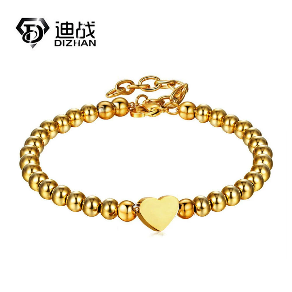 Шарик из нержавеющей стали ручной работы из бисера вакуумные гальванические бусины маленькое сердце ювелирные изделия оптом