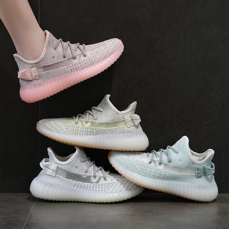 減震果凍軟底椰子350v2版女跑步鞋2020夏季新款飛織透氣運動女款