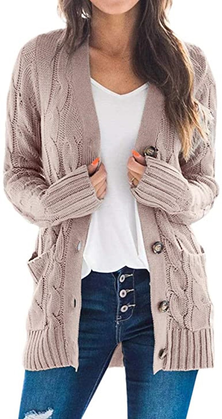 Suéter Cárdigan Nuevo de Otoño-Invierno 2026 para Mujer, Estilo Europeo y Americano, Cuello en V, Cierre de un Botón, Manga Larga, Chaqueta de Punto