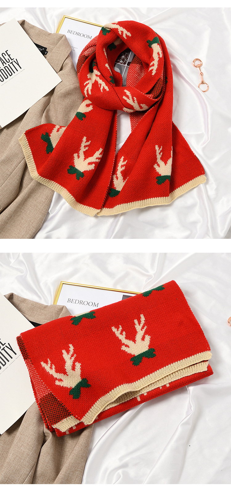 Weihnachtsschal Für Mädchen, Gestrickter Winter-wollschal, Festlich_voghion.com