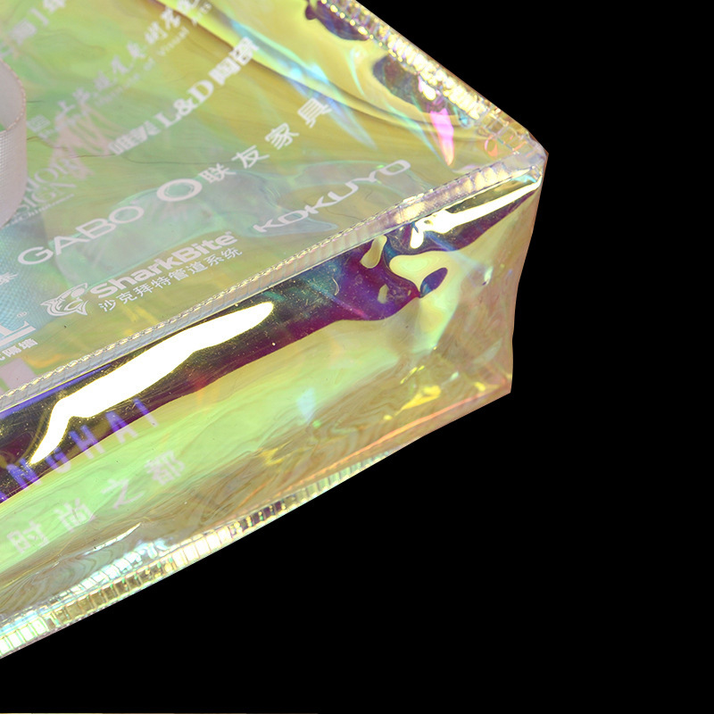 厂家供应 透明PVC镭射手提袋定做 TPU采光膜彩袋子可印l