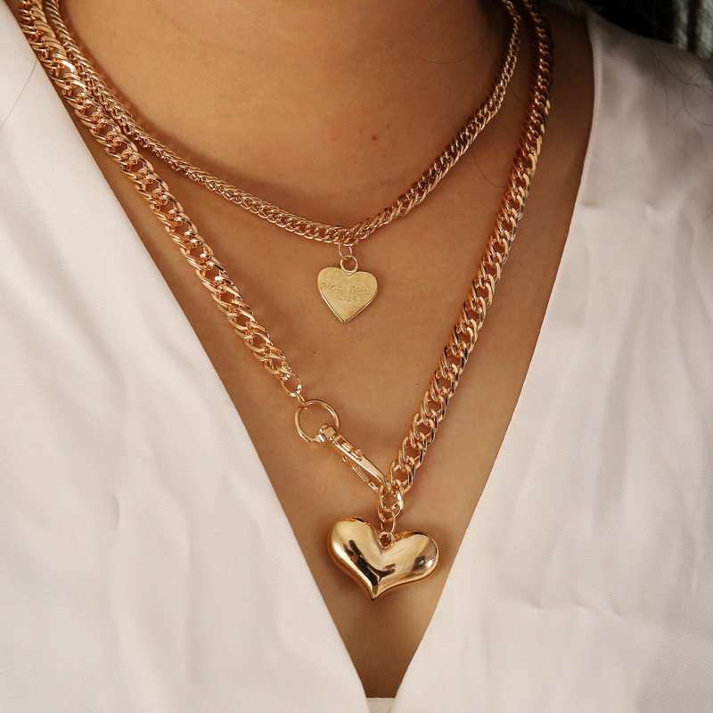 Collier En Alliage Multicouche En Forme De Coeur À La Mode En Gros display picture 3